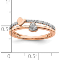 14K Rose Gold Diamond Heart Ring with Pave Set Round Diamonds - 0.065 Carat Total Diamond Weight by 0