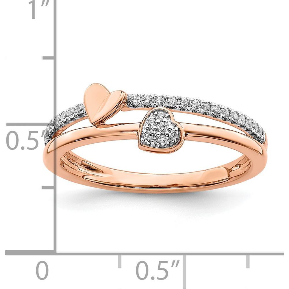 14K Rose Gold Diamond Heart Ring with Pave Set Round Diamonds - 0.065 Carat Total Diamond Weight by 0