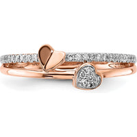 14K Rose Gold Diamond Heart Ring with Pave Set Round Diamonds - 0.065 Carat Total Diamond Weight by 0