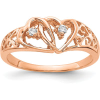 14K Rose Gold Diamond Heart Ring with Round Diamonds - 0.04 Carat Total Diamond Weight by Monteluci Fine Jewelry