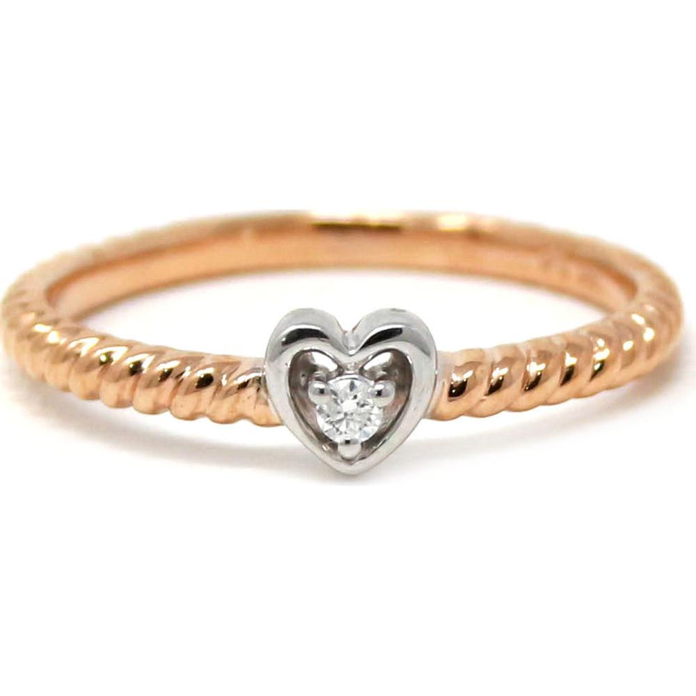 14K Rose Gold Diamond Heart Stackable Ring - 0.02 Carat Diamond Weight
