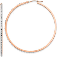 14K Rose Gold Diamond Hinged Hoop Earrings - 0.010 Carats Total Diamond Weight by Monteluci Fine Jewelry