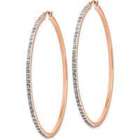 14K Rose Gold Diamond Hinged Hoop Earrings - 0.010 Carats Total Diamond Weight by Monteluci Fine Jewelry
