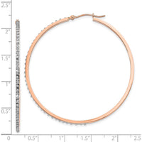 14K Rose Gold Diamond Hinged Hoop Earrings - 0.010 Carats Total Diamond Weight by Monteluci Fine Jewelry