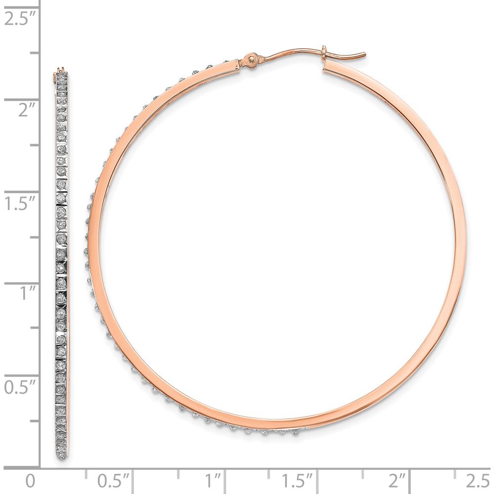 14K Rose Gold Diamond Hinged Hoop Earrings - 0.010 Carats Total Diamond Weight by Monteluci Fine Jewelry