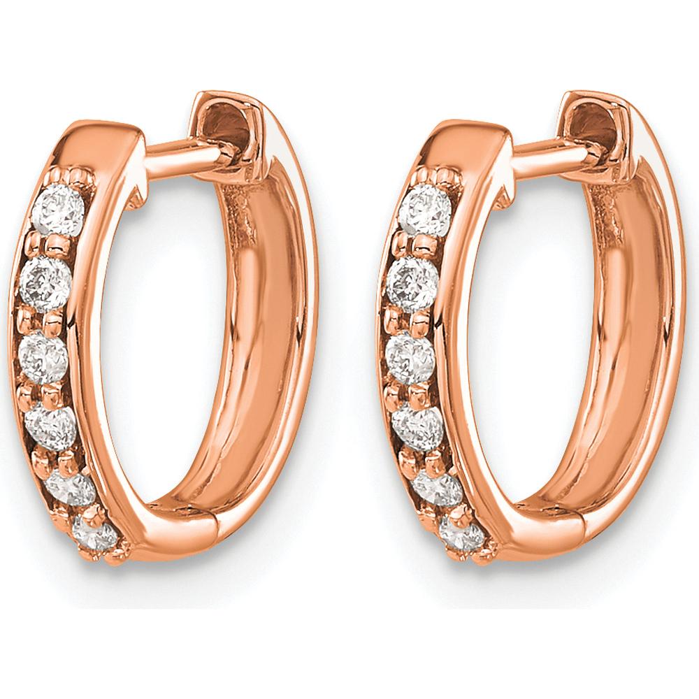 14K Rose Gold Diamond Hinged Hoop Earrings - 0.035 Carat Total Diamond Weight by Oro Pregiato
