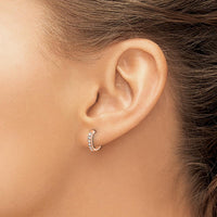 14K Rose Gold Diamond Hinged Hoop Earrings - 0.035 Carat Total Diamond Weight by Oro Pregiato