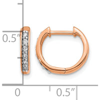 14K Rose Gold Diamond Hinged Hoop Earrings - 0.035 Carat Total Diamond Weight by Oro Pregiato