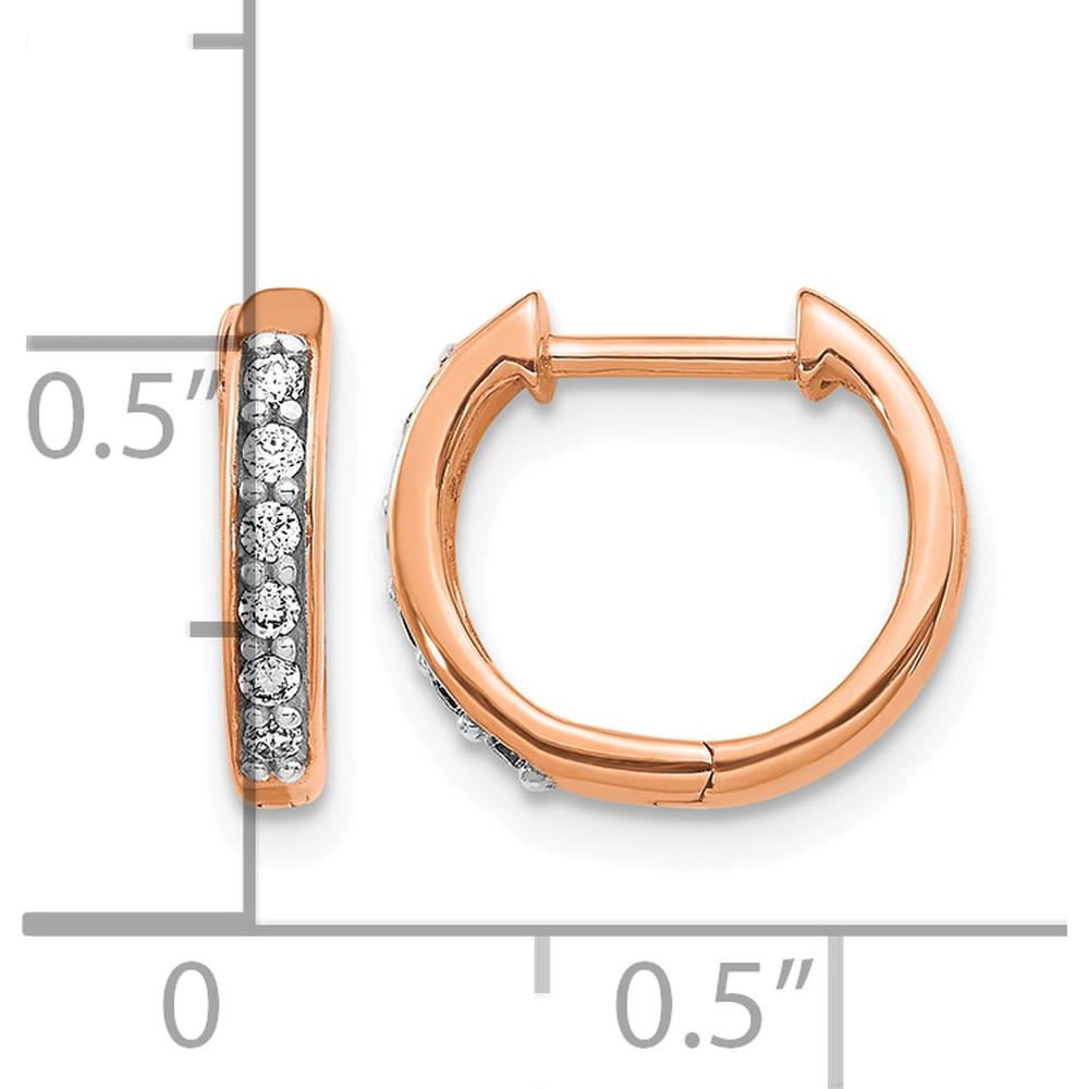 14K Rose Gold Diamond Hinged Hoop Earrings - 0.035 Carat Total Diamond Weight by Oro Pregiato