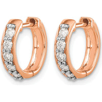 14K Rose Gold Diamond Hinged Hoop Earrings - 0.035 Carat Total Diamond Weight by Oro Pregiato
