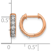 14K Rose Gold Diamond Hinged Hoop Earrings - 0.035 Carat Total Diamond Weight by Oro Pregiato