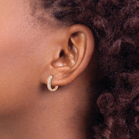 14K Rose Gold Diamond Hinged Hoop Earrings - 0.0875 Carat Total Diamond Weight by Monteluci Fine Jewelry