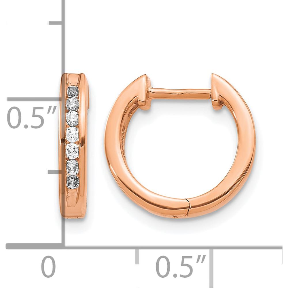 14K Rose Gold Diamond Hinged Hoop Earrings - 0.0875 Carat Total Diamond Weight by Monteluci Fine Jewelry