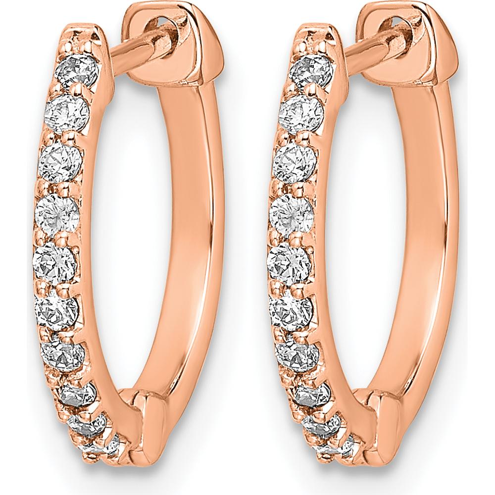 14K Rose Gold Diamond Hinged Hoop Earrings - 0.20 Carat Total Diamond Weight by Monteluci Fine Jewelry