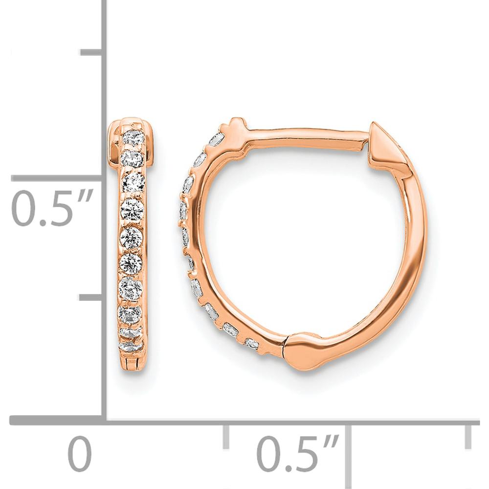 14K Rose Gold Diamond Hinged Hoop Earrings - 0.20 Carat Total Diamond Weight by Monteluci Fine Jewelry