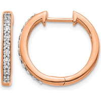 14K Rose Gold Diamond Hinged Hoop Earrings with 20 Round Diamonds - 0.012 Carat Total Diamond Weight by Oro Pregiato