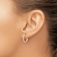 14K Rose Gold Diamond Hinged Hoop Earrings with 20 Round Diamonds - 0.012 Carat Total Diamond Weight by Oro Pregiato