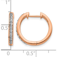 14K Rose Gold Diamond Hinged Hoop Earrings with 20 Round Diamonds - 0.012 Carat Total Diamond Weight by Oro Pregiato