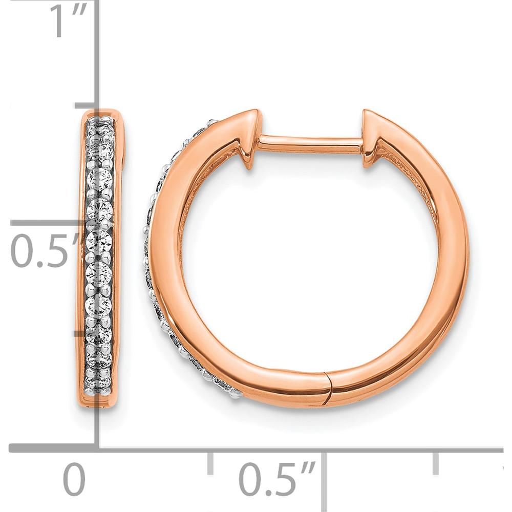 14K Rose Gold Diamond Hinged Hoop Earrings with 20 Round Diamonds - 0.012 Carat Total Diamond Weight by Oro Pregiato