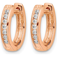 14K Rose Gold Diamond Hinged Hoop Earrings with Round Diamonds - 0.027 Carat Total Diamond Weight by Monteluci Fine Jewelry