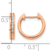 14K Rose Gold Diamond Hinged Hoop Earrings with Round Diamonds - 0.027 Carat Total Diamond Weight by Monteluci Fine Jewelry