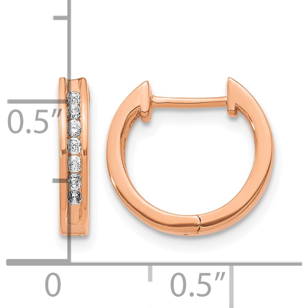 14K Rose Gold Diamond Hinged Hoop Earrings with Round Diamonds - 0.027 Carat Total Diamond Weight by Monteluci Fine Jewelry