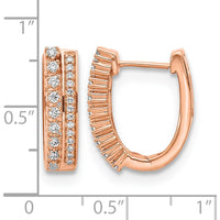 14K Rose Gold Diamond Hoop Earrings with Round Diamonds - 0.03 Carats Total Diamond Weight by Monteluci Fine Jewelry