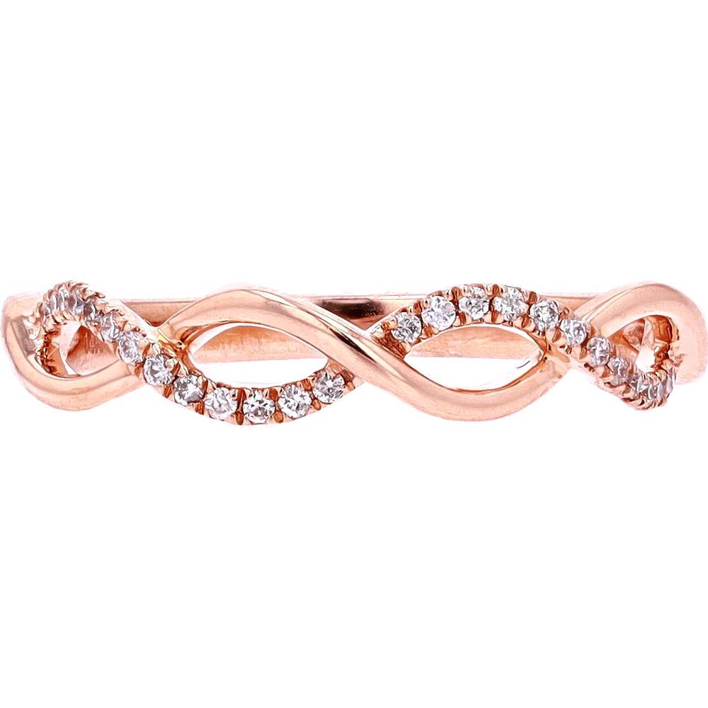 14K Rose Gold Diamond Infinity Band with Pavé Set Round Diamonds - 0.10 Carat Total Diamond Weight