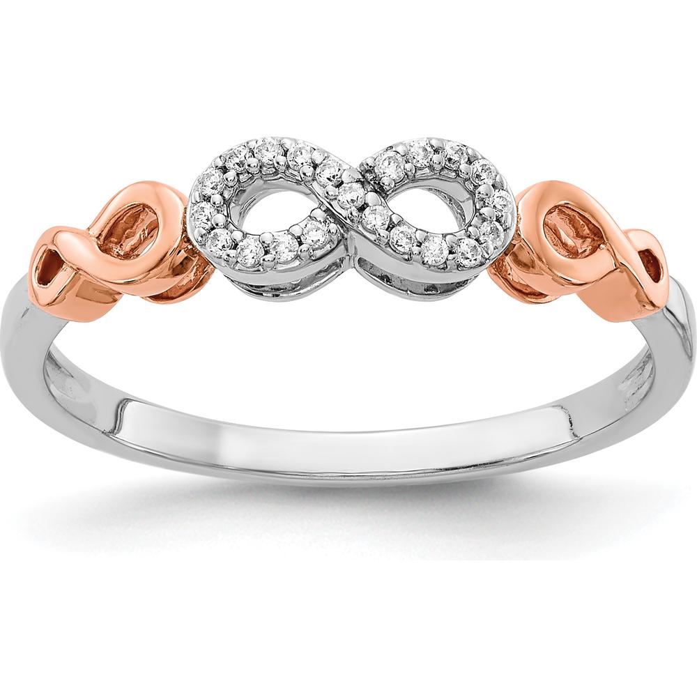 14K Rose Gold Diamond Infinity Ring with Pave Set Diamonds - 0.063 Carat Total Diamond Weight by 0