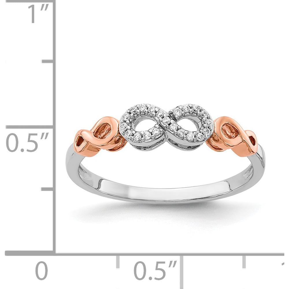 14K Rose Gold Diamond Infinity Ring with Pave Set Diamonds - 0.063 Carat Total Diamond Weight by 0