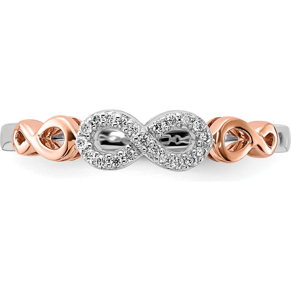 14K Rose Gold Diamond Infinity Ring with Pave Set Diamonds - 0.063 Carat Total Diamond Weight by 0