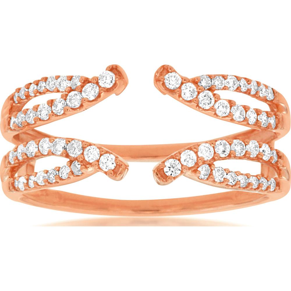 14K Rose Gold Diamond Insert Ring with Milgrain Detail - 0.38 Carats Total Diamond Weight