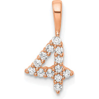 14K Rose Gold Diamond Number 4 Pendant with Polished Finish - 0.40 Carat Total Diamond Weight by Oro Pregiato