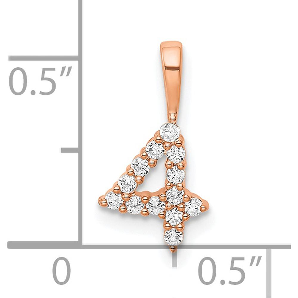 14K Rose Gold Diamond Number 4 Pendant with Polished Finish - 0.40 Carat Total Diamond Weight by Oro Pregiato