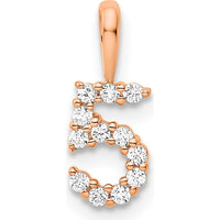 14K Rose Gold Diamond Number 5 Pendant - Polished Finish by Oro Pregiato