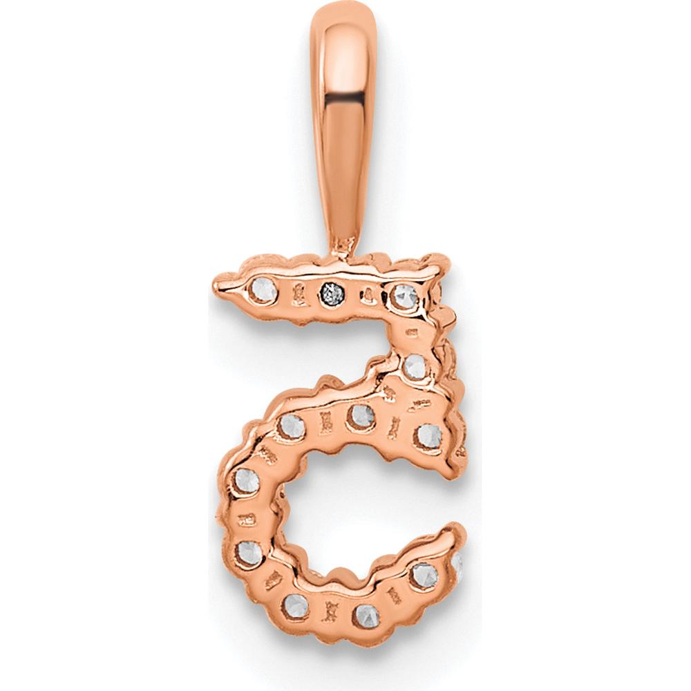 14K Rose Gold Diamond Number 5 Pendant - Polished Finish by Oro Pregiato