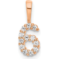 14K Rose Gold Diamond Number 6 Pendant - Sparkling Diamond Accents by Oro Pregiato