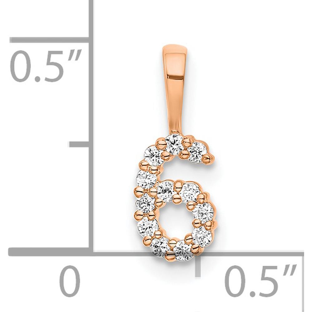14K Rose Gold Diamond Number 6 Pendant - Sparkling Diamond Accents by Oro Pregiato