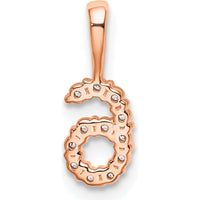 14K Rose Gold Diamond Number 6 Pendant - Sparkling Diamond Accents by Oro Pregiato