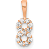14K Rose Gold Diamond Number 8 Pendant with Prong Set Round Diamonds by Oro Pregiato