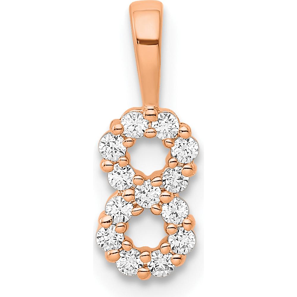 14K Rose Gold Diamond Number 8 Pendant with Prong Set Round Diamonds by Oro Pregiato