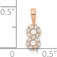 14K Rose Gold Diamond Number 8 Pendant with Prong Set Round Diamonds by Oro Pregiato