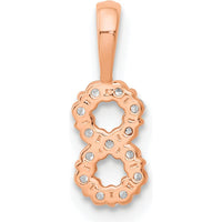 14K Rose Gold Diamond Number 8 Pendant with Prong Set Round Diamonds by Oro Pregiato