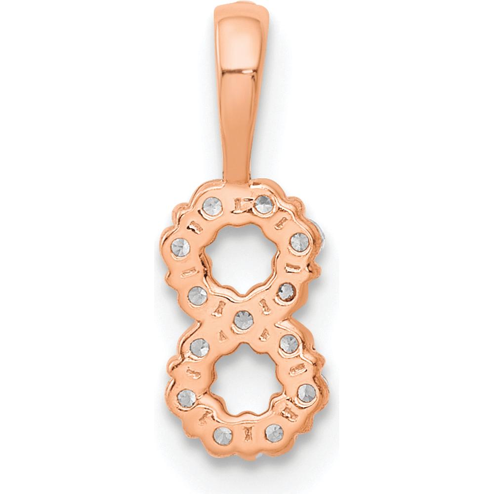 14K Rose Gold Diamond Number 8 Pendant with Prong Set Round Diamonds by Oro Pregiato