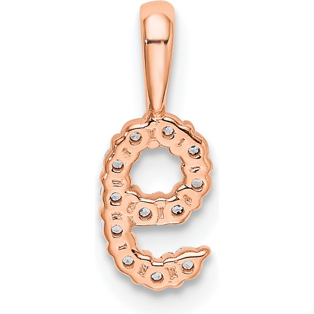 14K Rose Gold Diamond Number 9 Pendant with Round Brilliant Cut Diamonds by Oro Pregiato