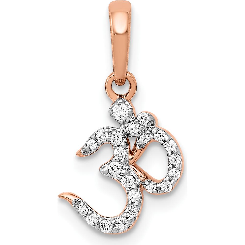 14K Rose Gold Diamond Om Symbol Pendant - 0.03 Carat Total Diamond Weight by Monteluci Fine Jewelry