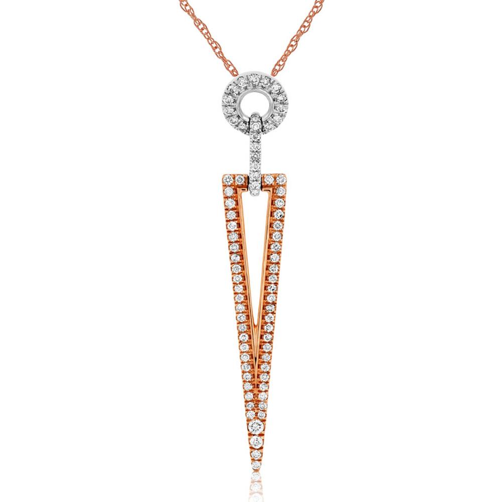 14K Rose Gold Diamond Pendant - 0.50 Carats Total Diamond Weight