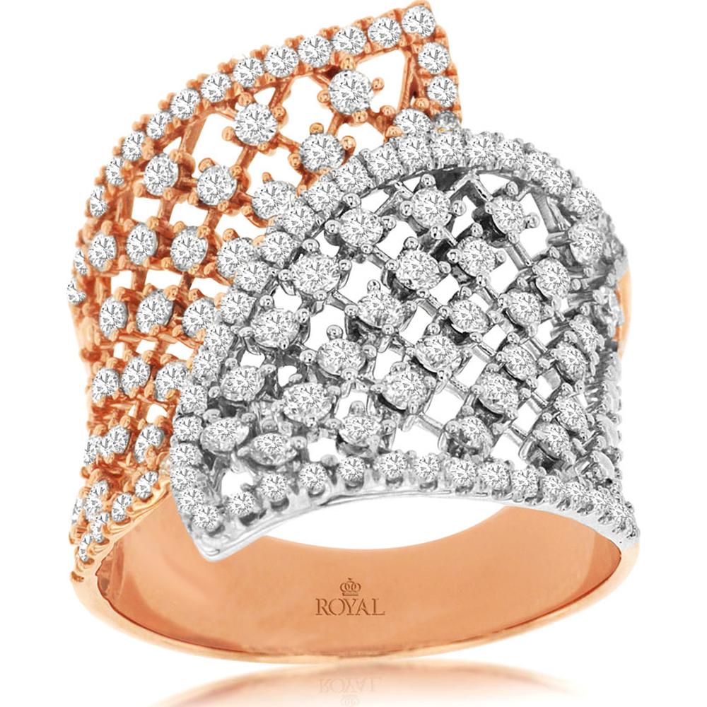 14K Rose Gold Diamond Ring - 1.36 Carats Total Diamond Weight