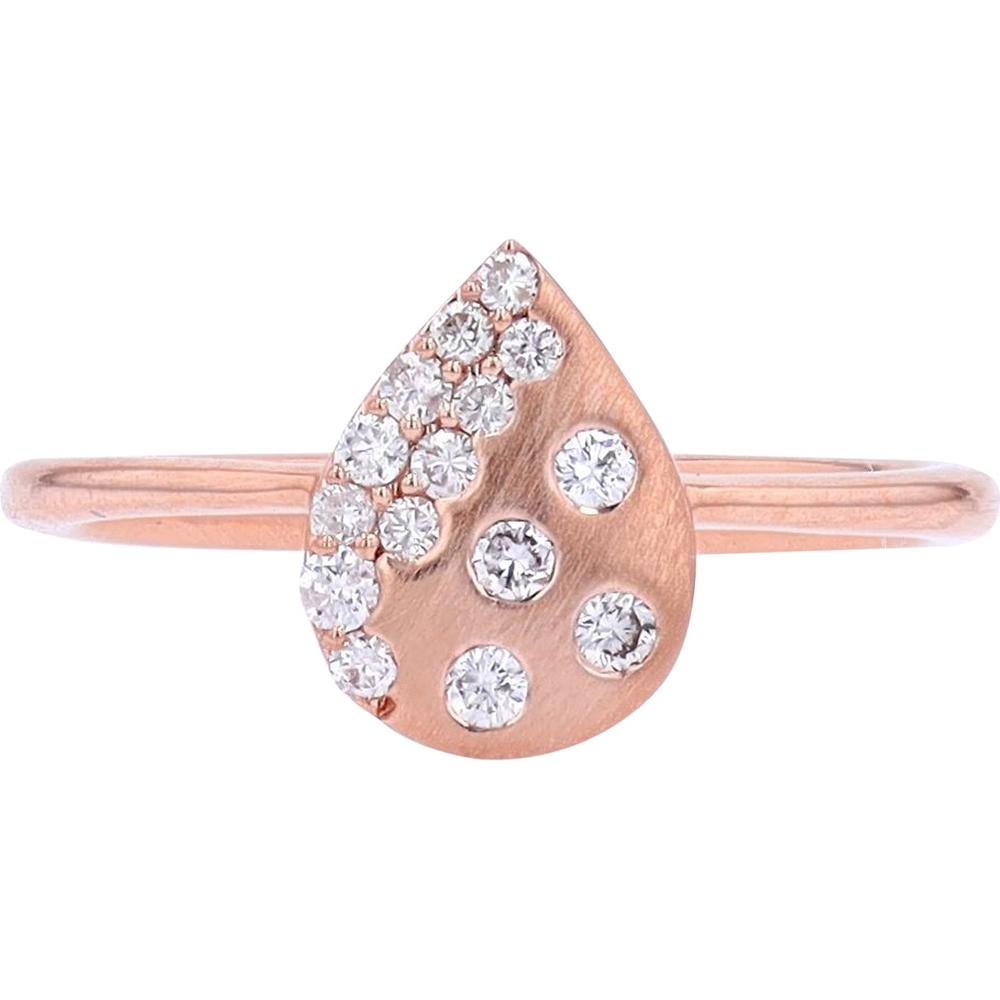 14K Rose Gold Diamond Ring with 0.21 Carats Total Diamond Weight