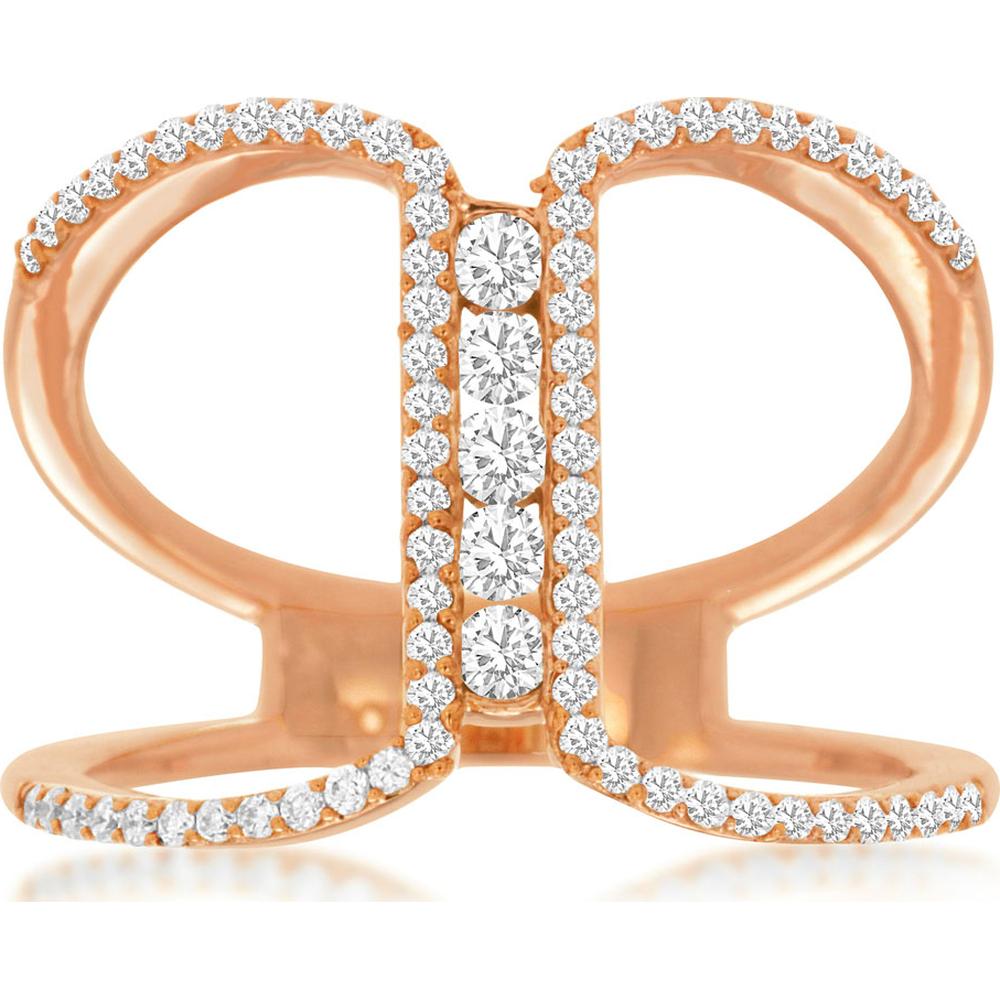 14K Rose Gold Diamond Ring with Round Cut Diamonds - 0.43 Carats Total Diamond Weight